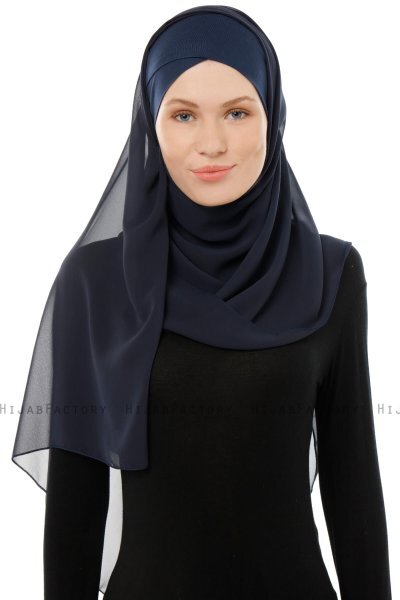 Alara Cross - Marine Blå One Piece Chiffon Hijab