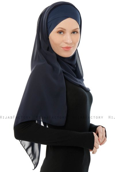 Alara Cross - Marine Blå One Piece Chiffon Hijab