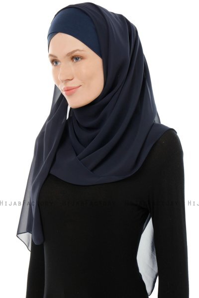 Alara Cross - Marine Blå One Piece Chiffon Hijab