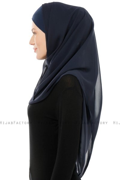 Alara Cross - Marine Blå One Piece Chiffon Hijab