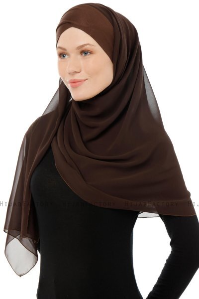 Alara Cross - Brun One Piece Chiffon Hijab