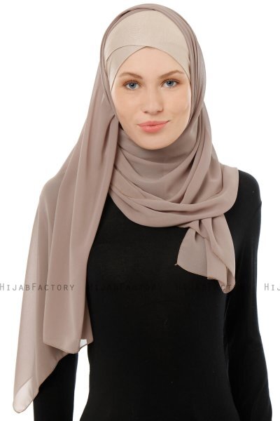 Alara Cross - Lys Taupe One Piece Chiffon Hijab