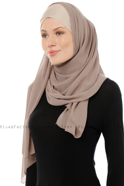 Alara Cross - Lys Taupe One Piece Chiffon Hijab