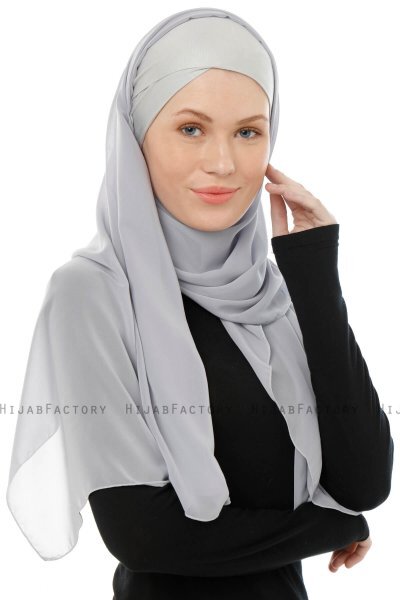 Alara Cross - Lysegrå One Piece Chiffon Hijab