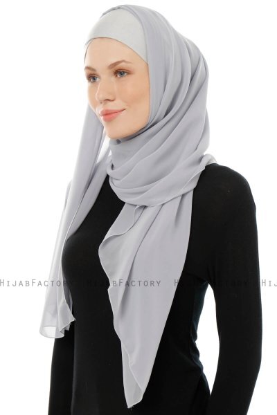 Alara Cross - Lysegrå One Piece Chiffon Hijab