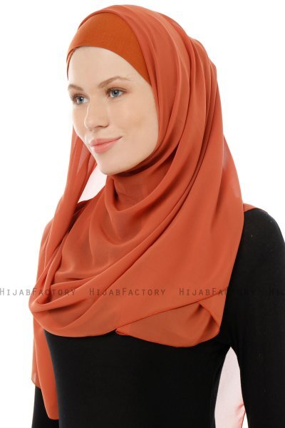 Alara Cross - Murstensrød One Piece Chiffon Hijab