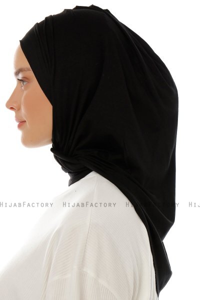 Isra Plain - Sort One-Piece Viskos Hijab