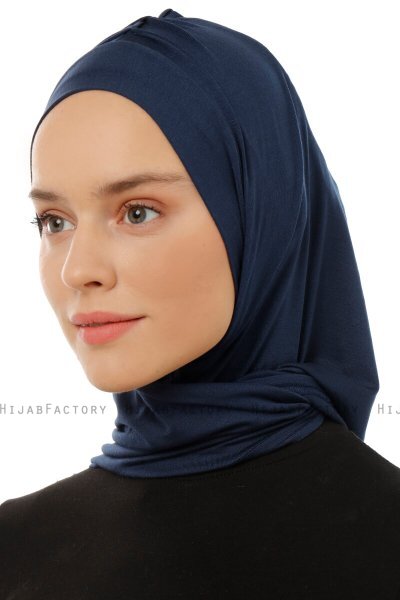 Isra Plain - Marine Blå One-Piece Viskos Hijab