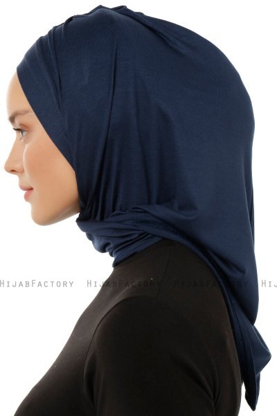 Isra Plain - Marine Blå One-Piece Viskos Hijab
