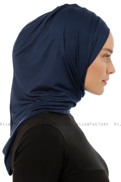 Isra Plain - Marine Blå One-Piece Viskos Hijab