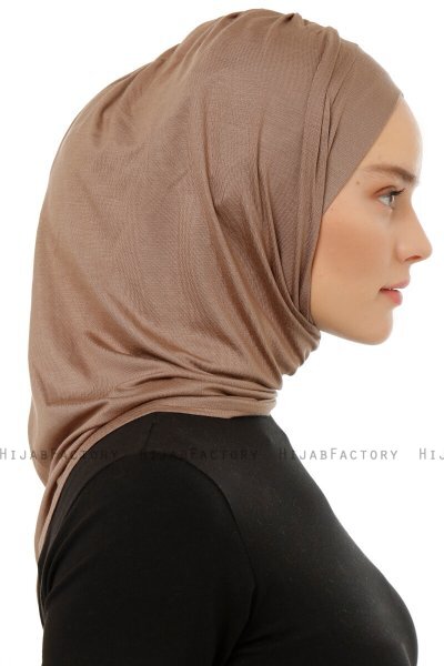 Isra Plain - Mørk Taupe One-Piece Viskos Hijab