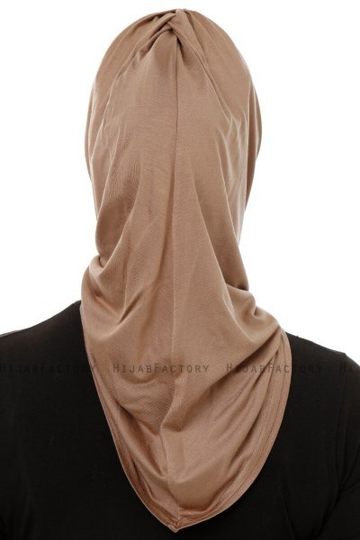 Isra Plain - Mørk Taupe One-Piece Viskos Hijab