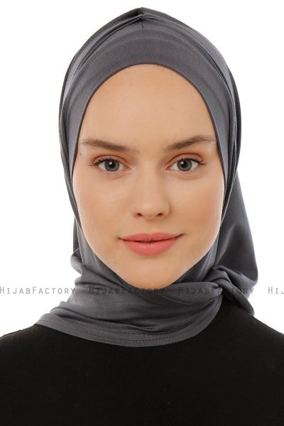 Isra Plain - Mørkegrå One-Piece Viskos Hijab