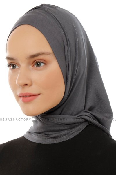Isra Plain - Mørkegrå One-Piece Viskos Hijab