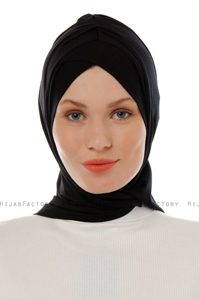 Isra Cross - Sort One-Piece Viskos Hijab