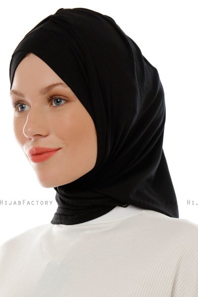 Isra Cross - Sort One-Piece Viskos Hijab