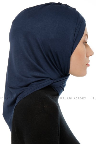 Isra Cross - Marine Blå One-Piece Viskos Hijab