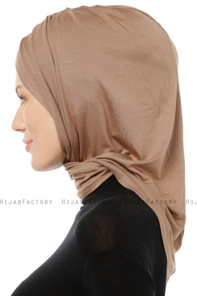Isra Cross - Mørk Taupe One-Piece Viskos Hijab