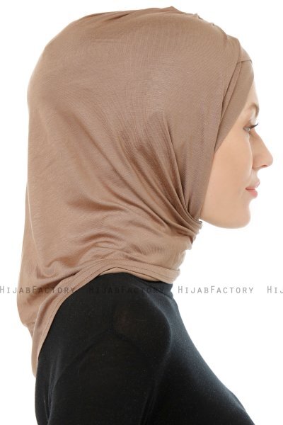Isra Cross - Mørk Taupe One-Piece Viskos Hijab