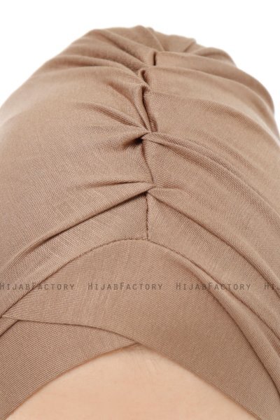 Isra Cross - Mørk Taupe One-Piece Viskos Hijab