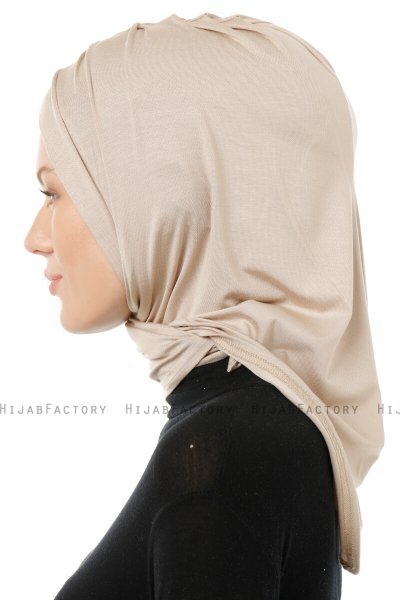 Isra Cross - Lys Taupe One-Piece Viskos Hijab