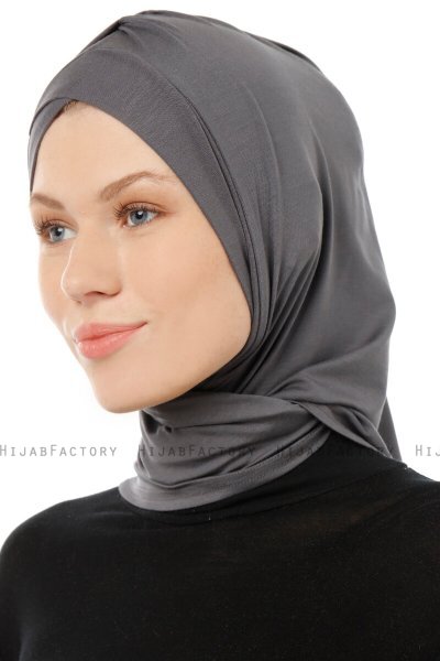 Isra Cross - Mørkegrå One-Piece Viskos Hijab