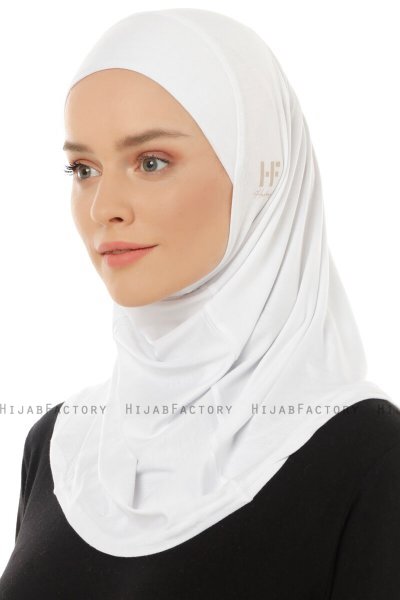 Hanfendy Plain Logo - Hvid One-Piece Hijab