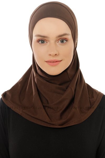 Hanfendy Plain Logo - Brun One-Piece Hijab