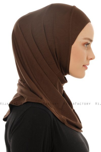 Hanfendy Plain Logo - Brun One-Piece Hijab