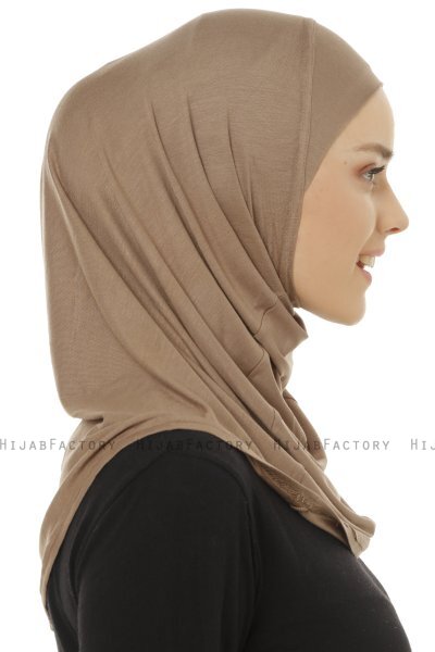 Hanfendy Plain Logo - Mørk Taupe One-Piece Hijab