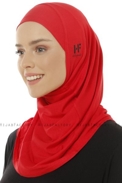 Hanfendy Plain Logo - Rød One-Piece Hijab