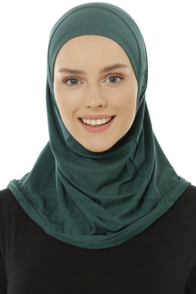 Hanfendy Plain Logo - Mørkegrøn One-Piece Hijab