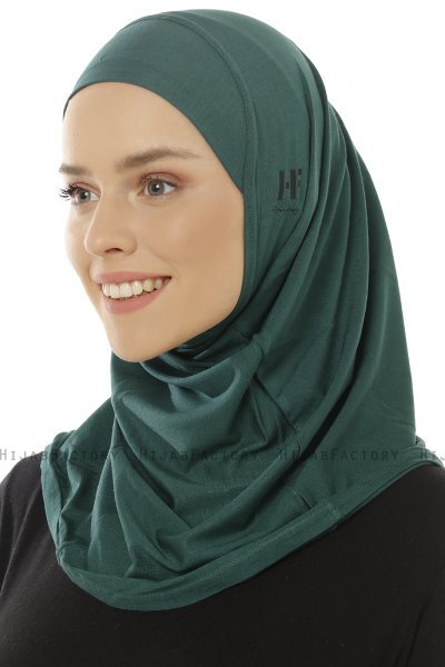 Hanfendy Plain Logo - Mørkegrøn One-Piece Hijab