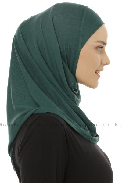 Hanfendy Plain Logo - Mørkegrøn One-Piece Hijab
