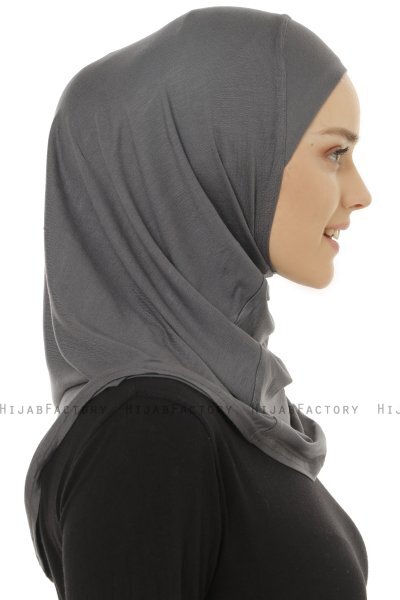 Hanfendy Plain Logo - Mørkegrå One-Piece Hijab
