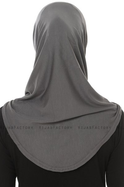 Hanfendy Plain Logo - Mørkegrå One-Piece Hijab