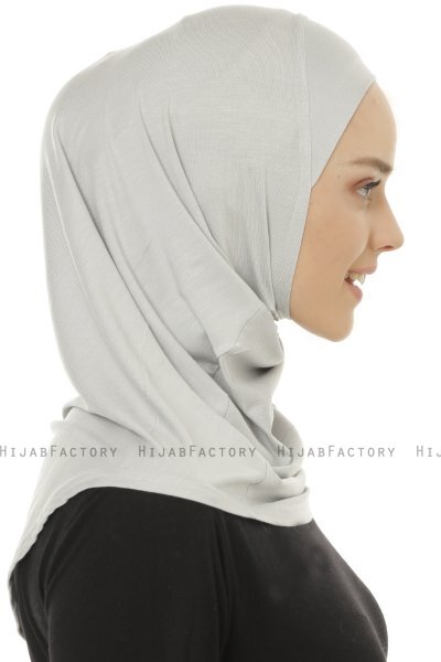 Hanfendy Plain Logo - Lysegrå One-Piece Hijab
