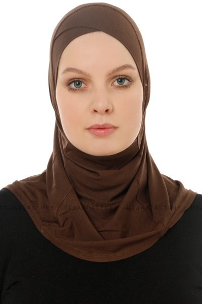 Hanfendy Cross Logo - Brun One-Piece Hijab