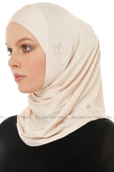 Hanfendy Cross Logo - Beige One-Piece Hijab