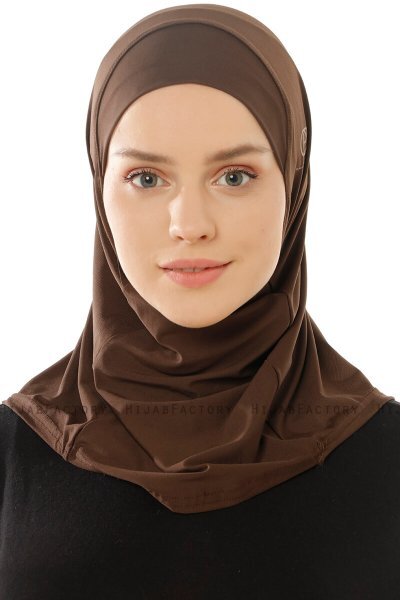 Micro Plain- Brun One-Piece Hijab
