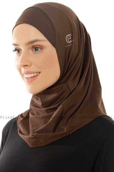 Micro Plain- Brun One-Piece Hijab