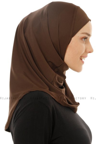 Micro Plain- Brun One-Piece Hijab