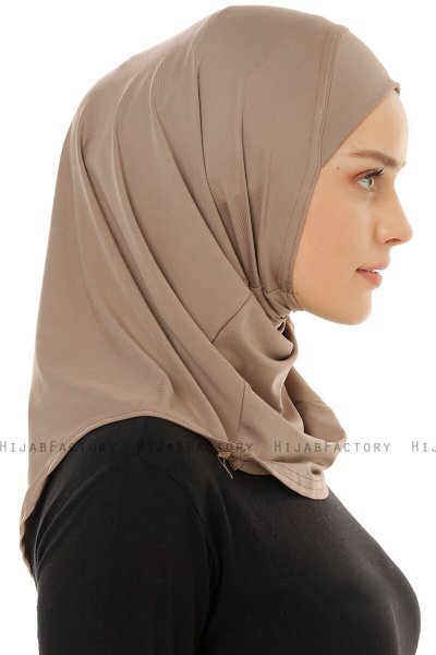 Micro Plain- Mørk Taupe One-Piece Hijab