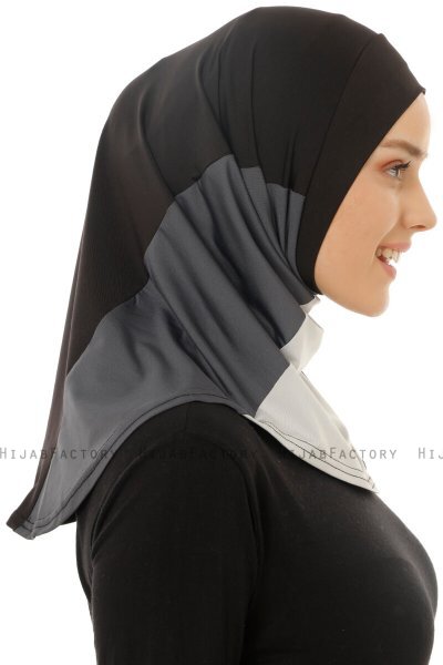 Esin - Sort & Lysegrå & Anthracite One-Piece Hijab