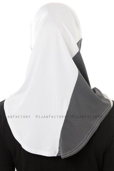 Esin - Hvid & Lysegrå & Anthracite One-Piece Hijab