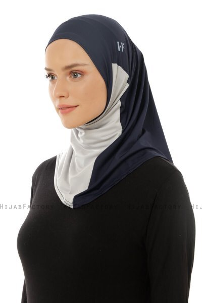 Esin - Marine Blå & Lysegrå & Lyseblå One-Piece Hijab