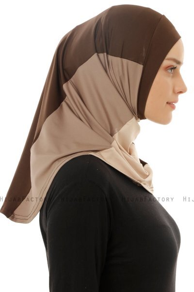 Esin - Brun & Lys Taupe & Mørk Taupe One-Piece Hijab