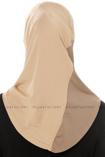 Esin - Beige & Creme & Mørk Taupe One-Piece Hijab