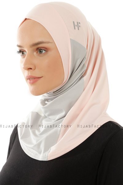 Esin - Gammelrosa & Lysegrå & Creme One-Piece Hijab