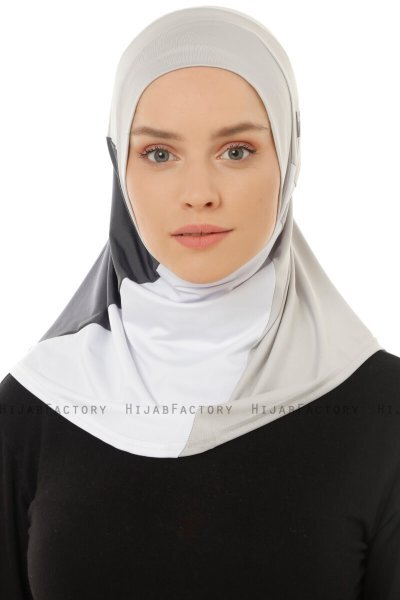 Esin - Lysegrå & Hvid & Anthracite One-Piece Hijab